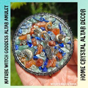 Nature Witch Goddess Crystal Charm Altar Amulet Wall Decor